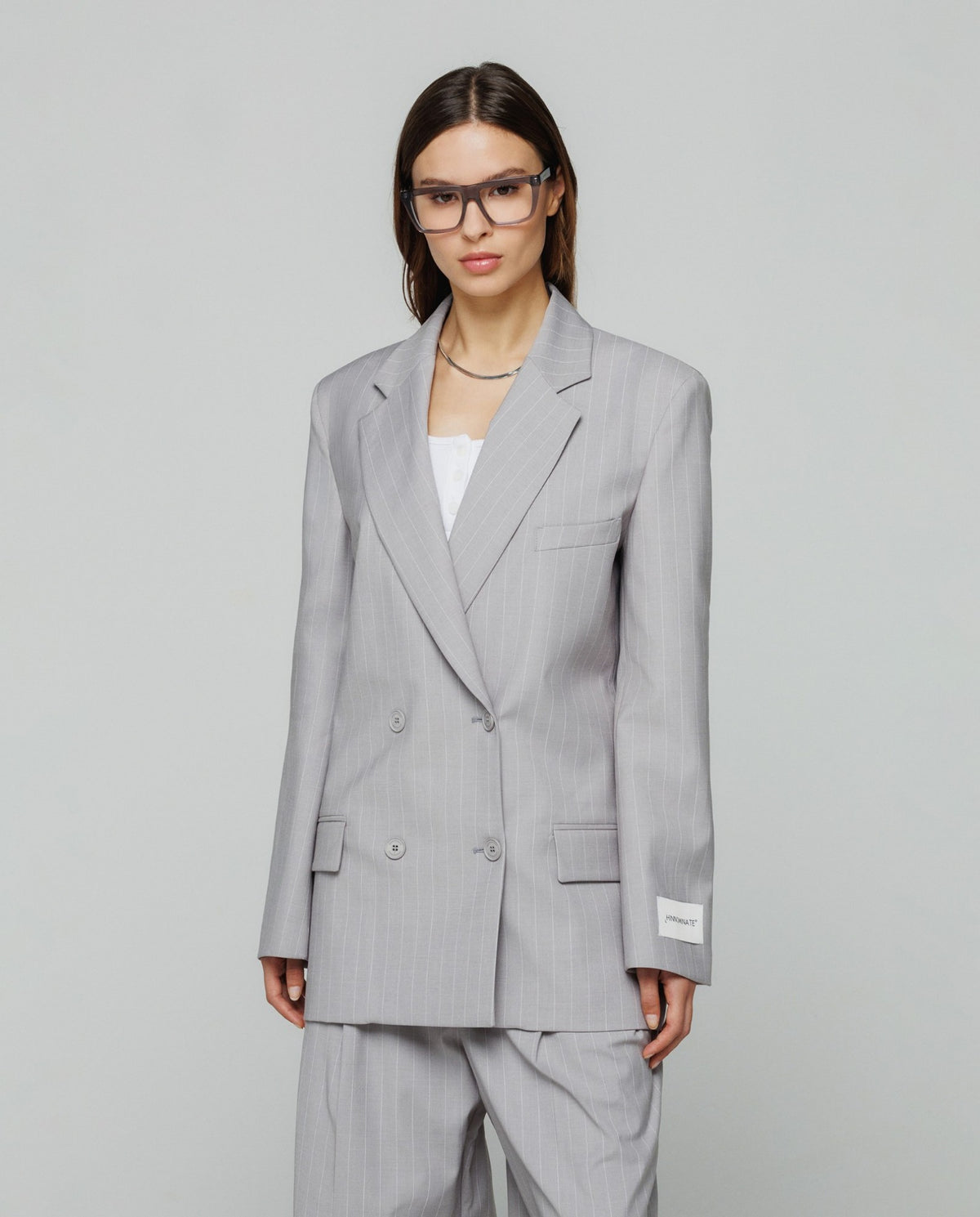 Hinnominate Giacca Gessata Doppipetto in Poliviscosa Grigio HMABW01775