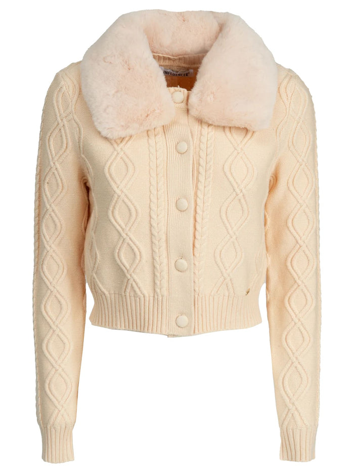 Influencer Maglie Ivory Collo Pelliccia