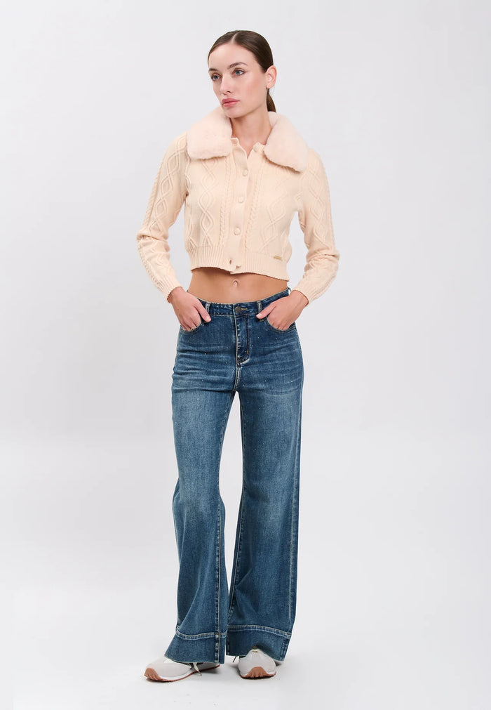 Influencer Maglie Ivory Collo Pelliccia