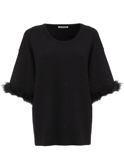 Influencer Maglie Black Maniche Decorate