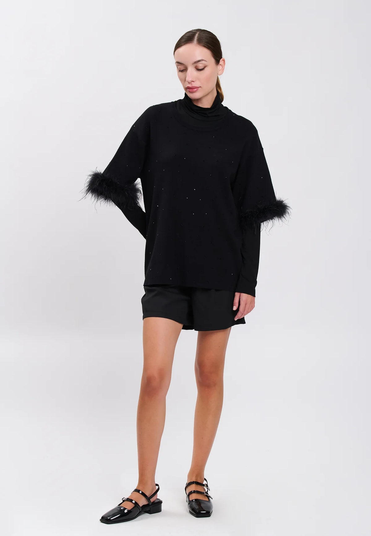 Influencer Maglie Black Maniche Decorate