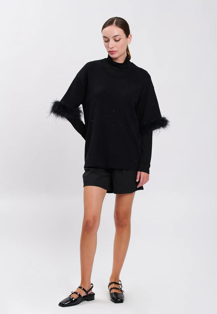 Influencer Maglie Black Maniche Decorate