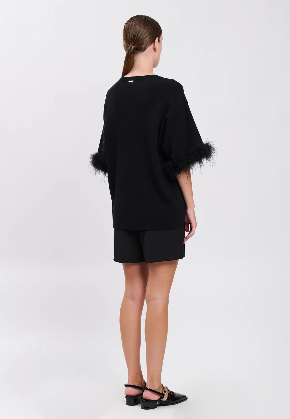 Influencer Maglie Black Maniche Decorate