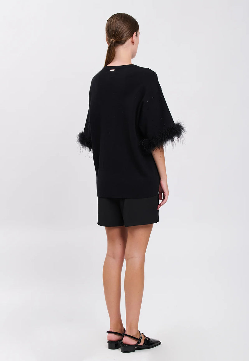 Influencer Maglie Black Maniche Decorate