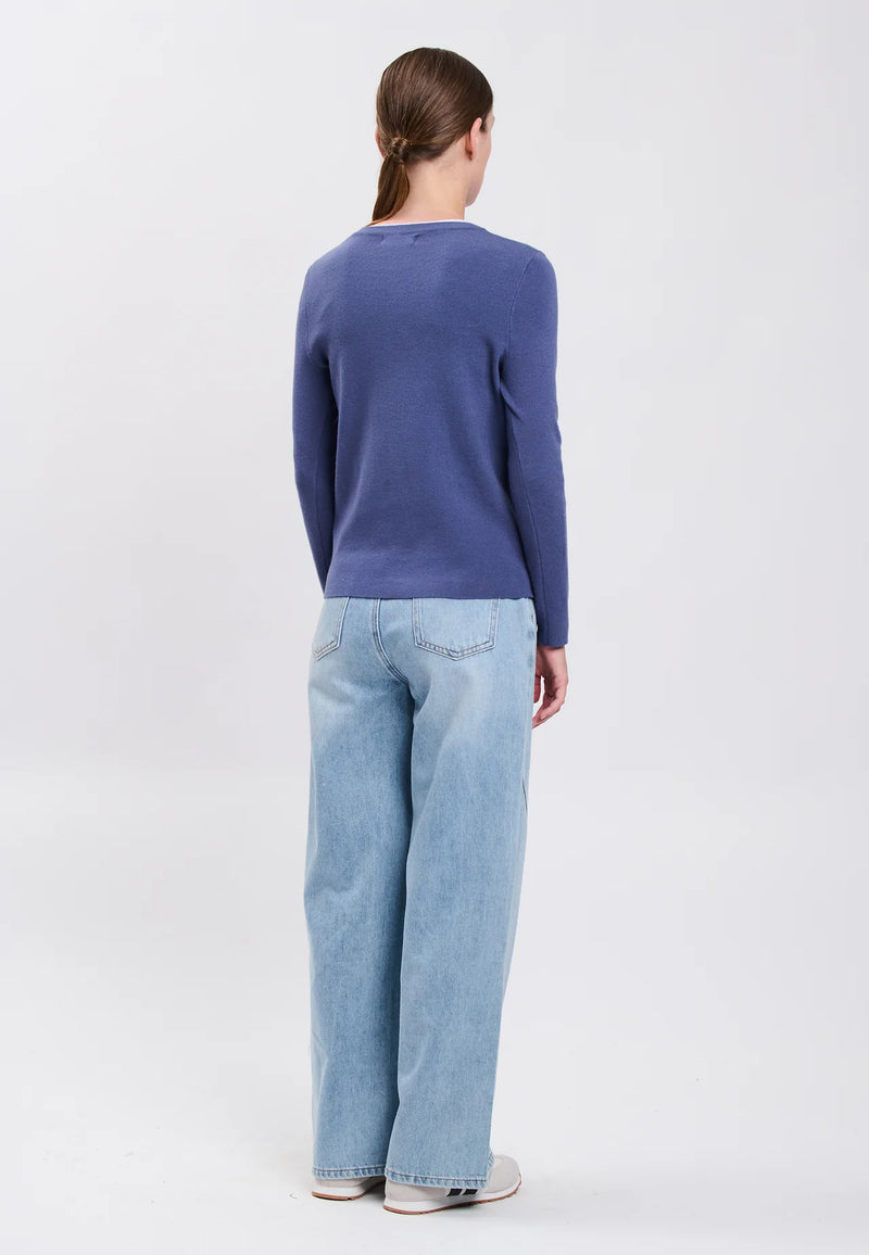 Influencer Maglia Indigo Scritta Decorativa