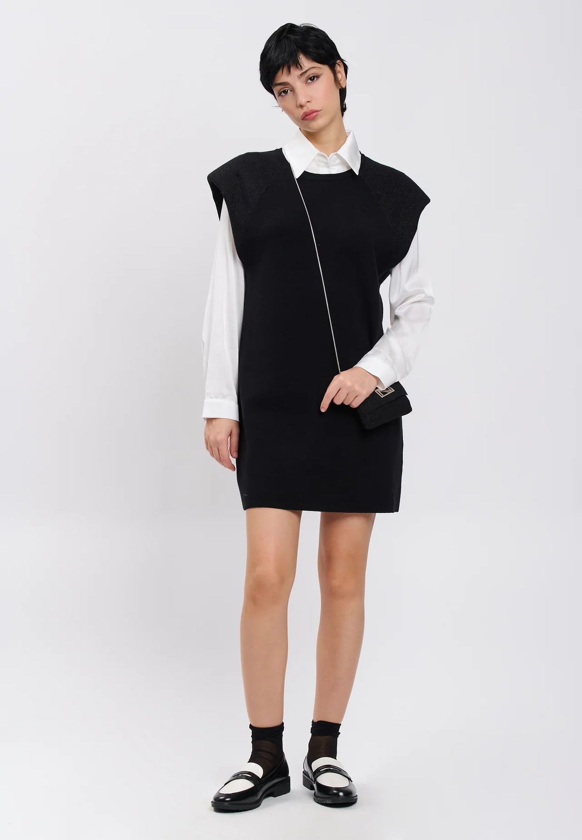 Influencer Abito Black Spalline Strutturate