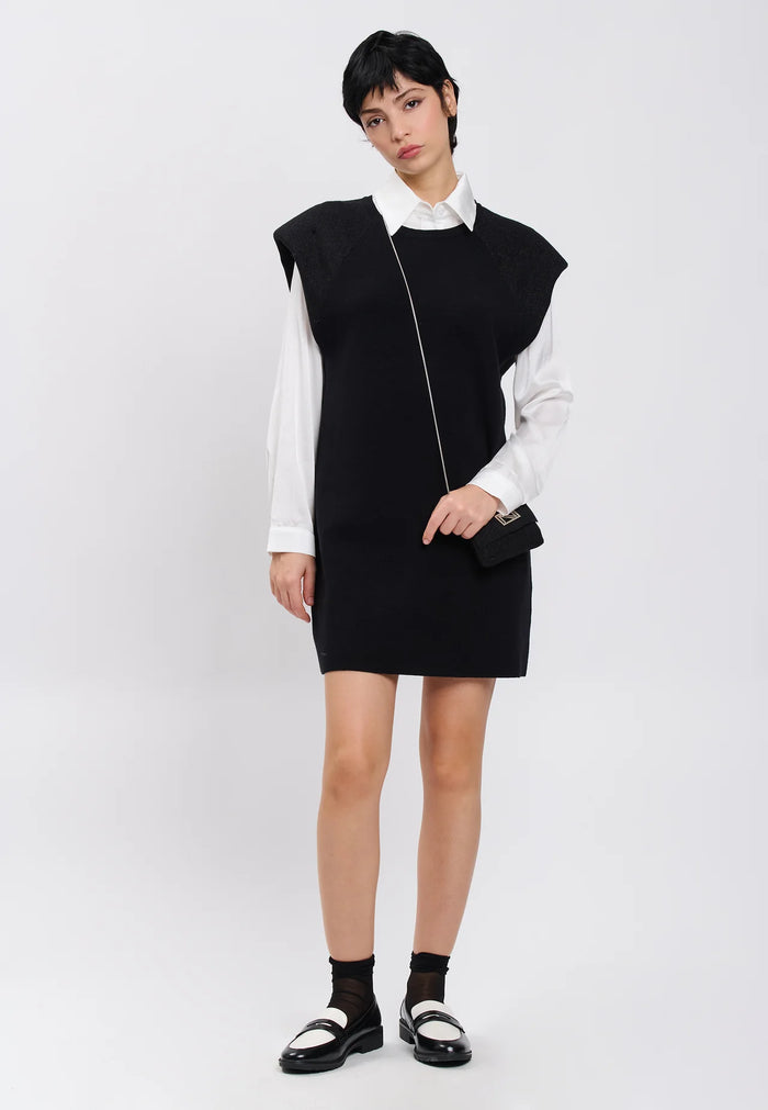 Influencer Abito Black Spalline Strutturate