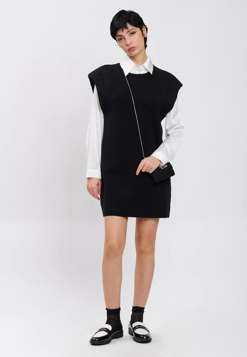 Influencer Abito Black Spalline Strutturate
