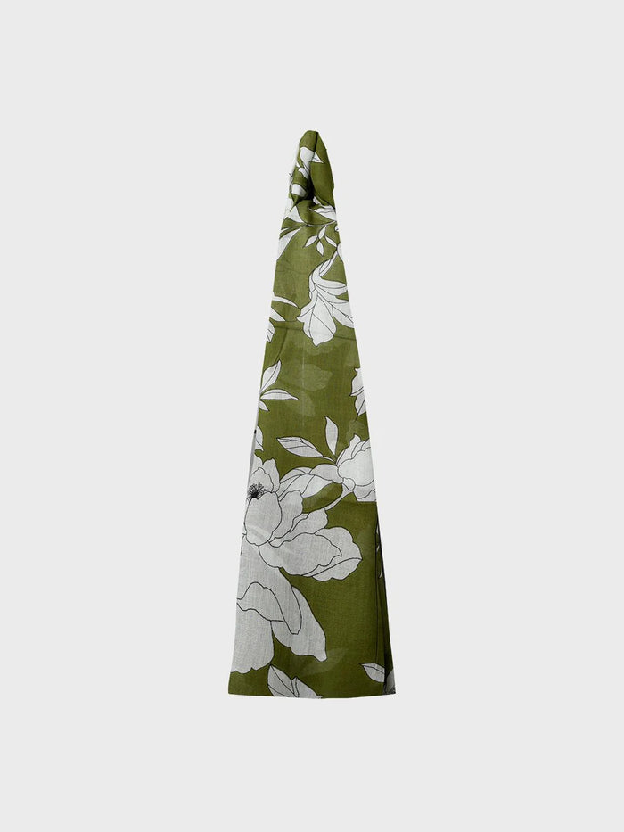 Stola in Viscosa con Fiore Stampato Verde S3XBEFUXAS