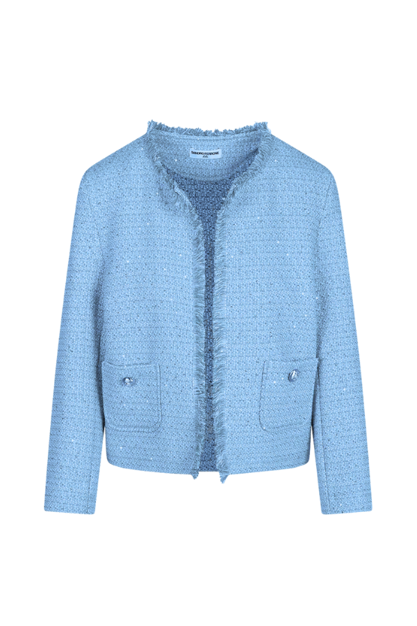 Giacca Corta in Stuoia Paillettes Blu L14XBEBALESTRA