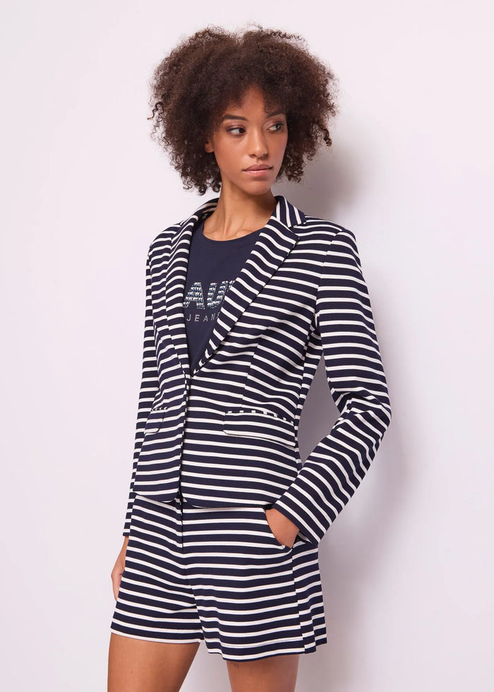 Giacca Monopetto Elasticizzata a Righe Donna 511BD34003