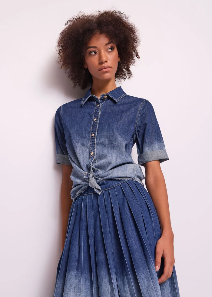 Camicia in Chambray a Maniche Corte Donna 511BD46002