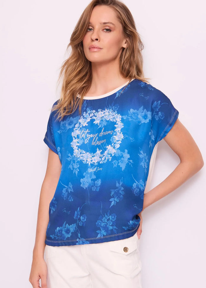 T-shirt Girocollo con Strass Bianca Donna 511BD64012