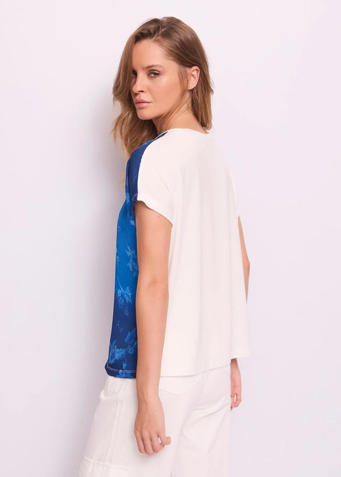T-shirt Girocollo con Strass Bianca Donna 511BD64012
