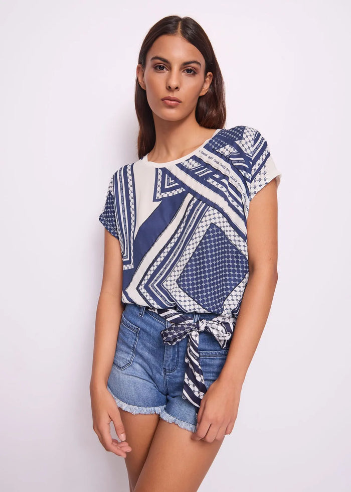 T-shirt Asimmetrica in Jersey Bianca Donna 511BD64013