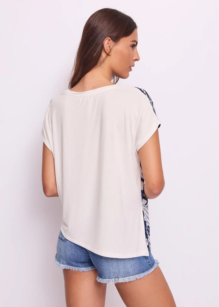 T-shirt Asimmetrica in Jersey Bianca Donna 511BD64013