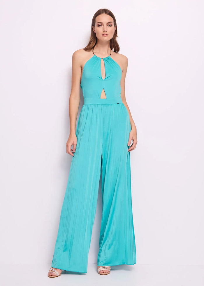 Tuta Pantalone Palazzo con Choker Verde Acqua Donna 511FD14002