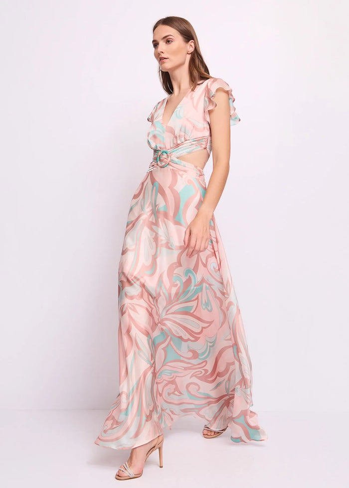 Abito Lungo Cut Out Fianchi Con Stampa Floreale Donna 511FD15004