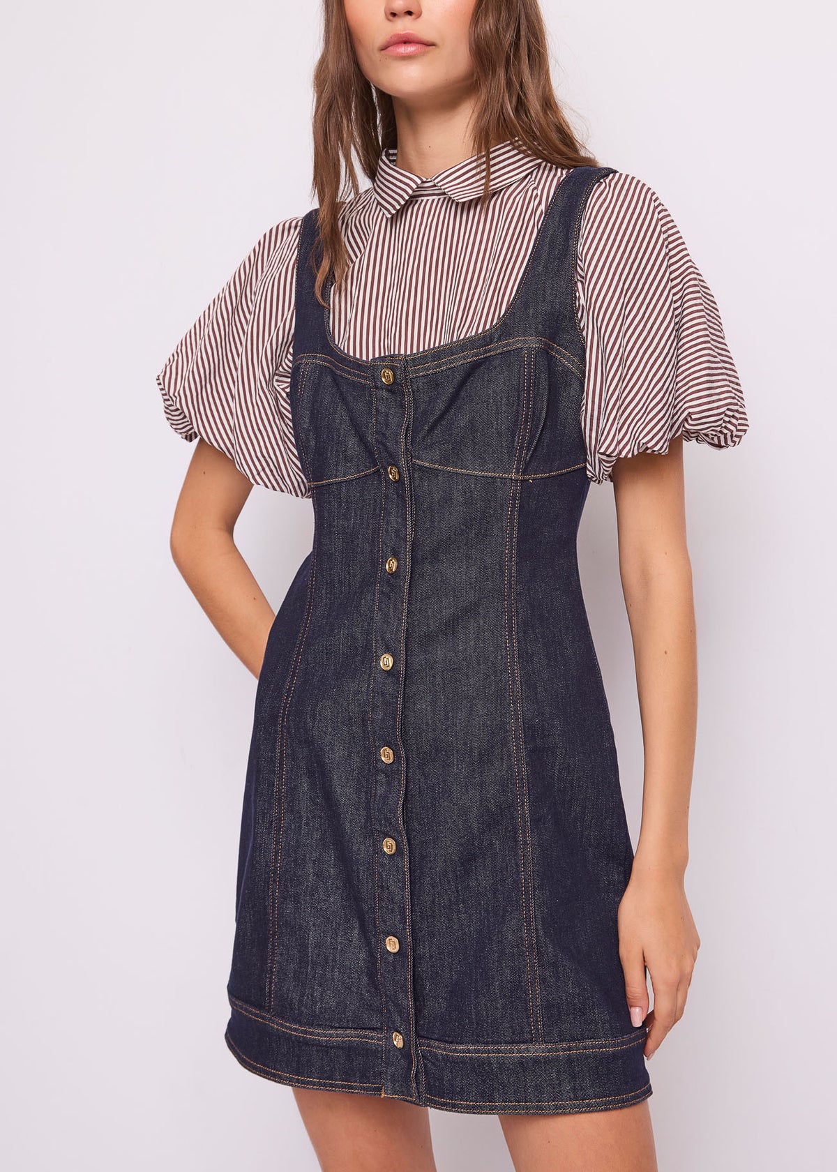 Gaudi Abito in Denim con Collo a Camicia donna