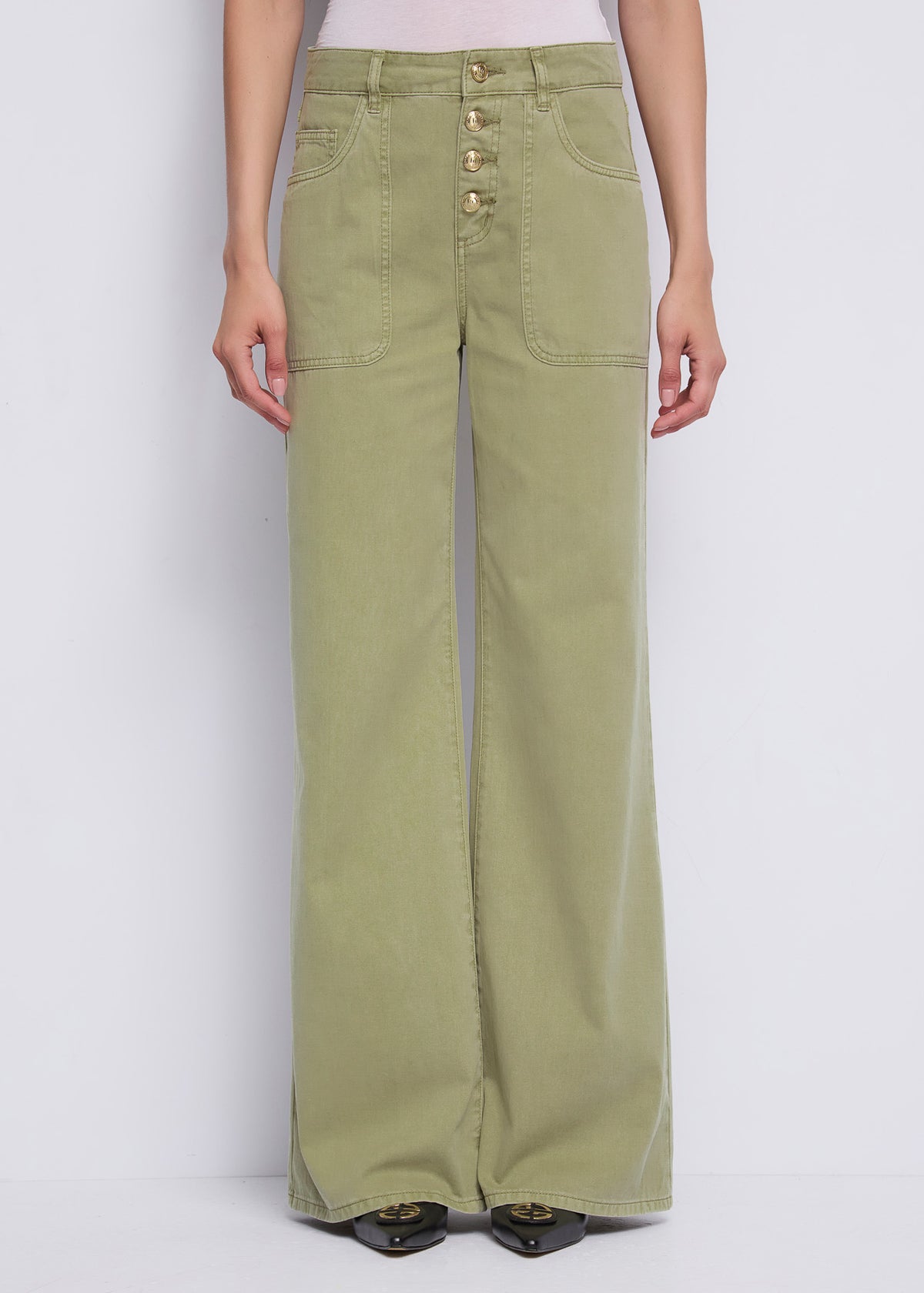 Gaudi Pantaloni Wide Leg con Cuciture a Contrasto donna