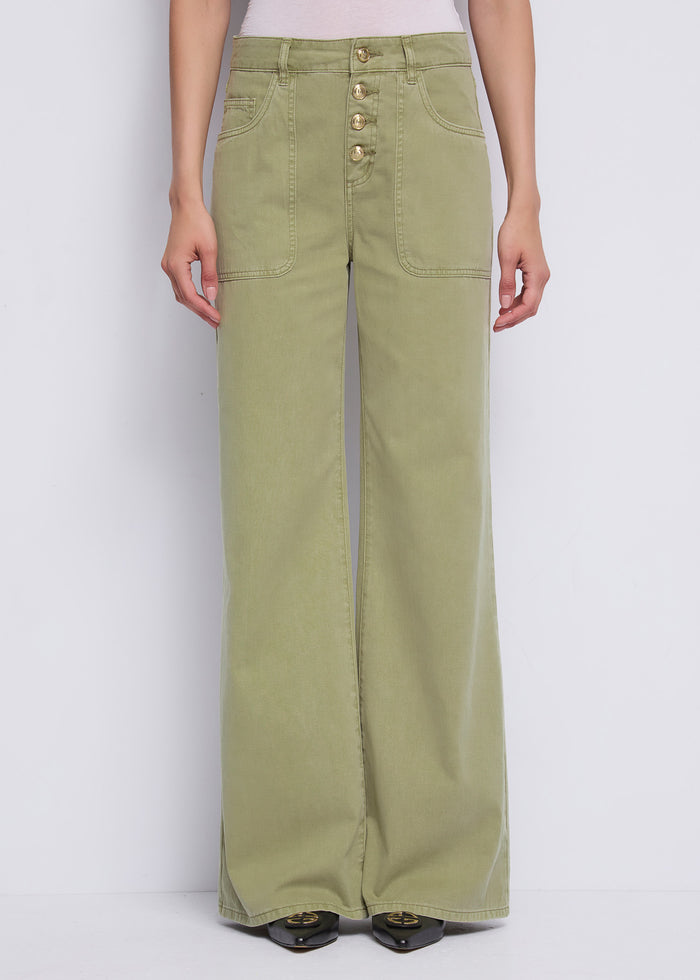 Gaudi Pantaloni Wide Leg con Cuciture a Contrasto donna