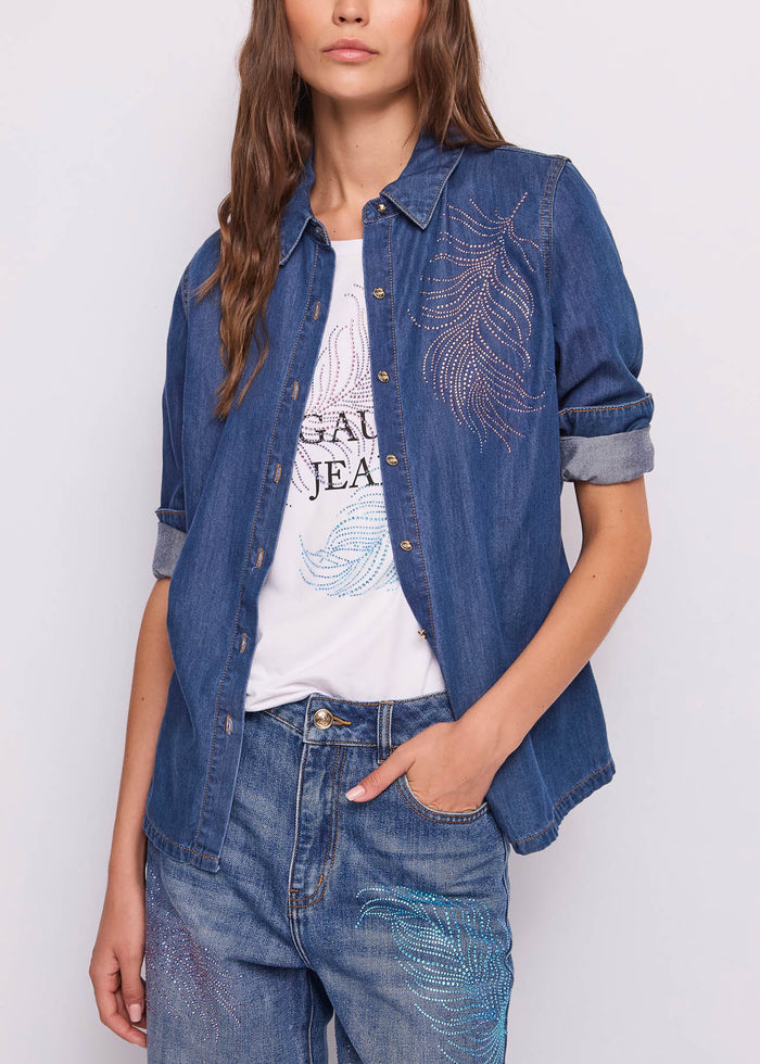Gaudi Camicia Denim con Strass donna