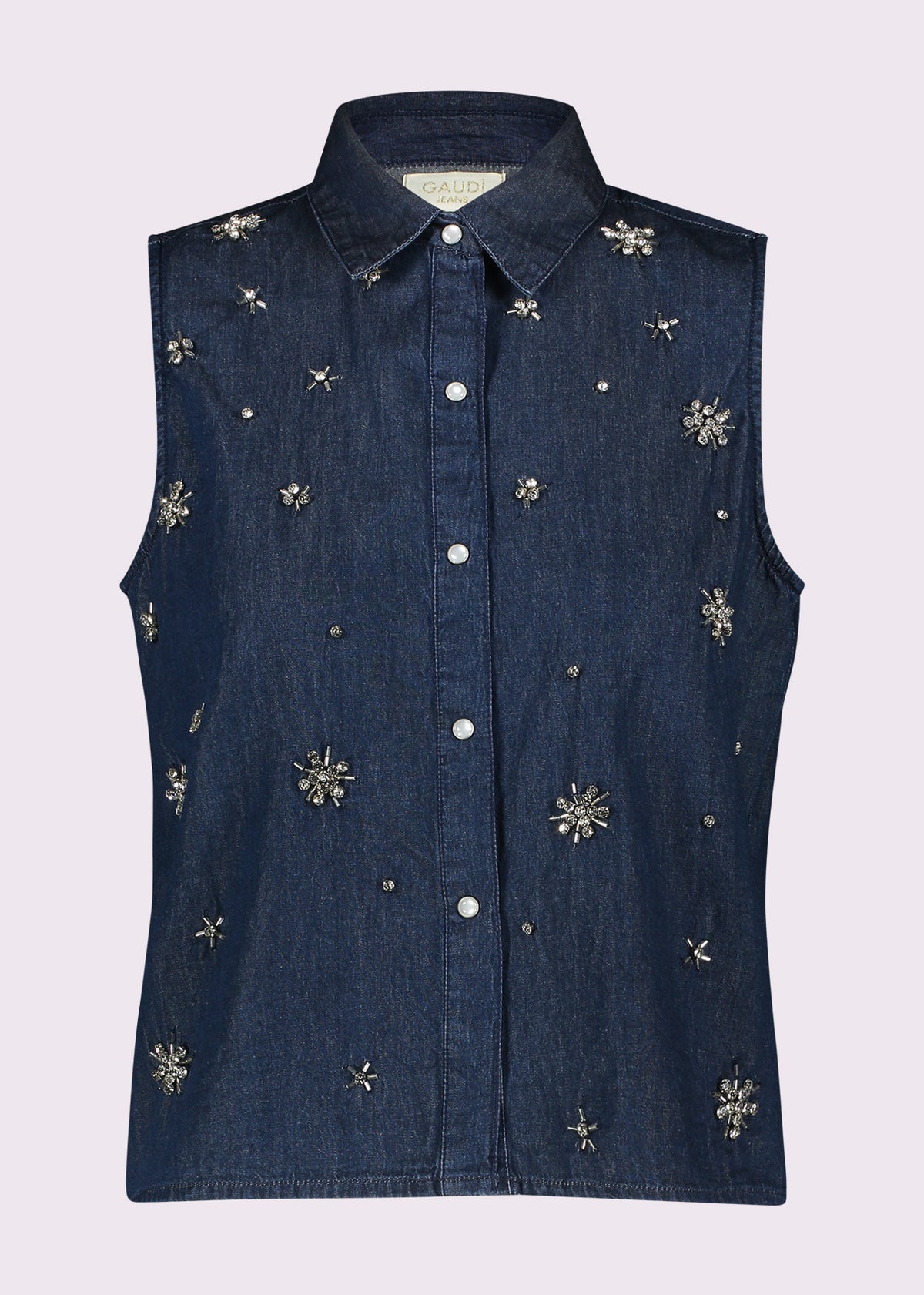 Gaudi Camicia Senza Maniche con Decorazioni Floreali Donna