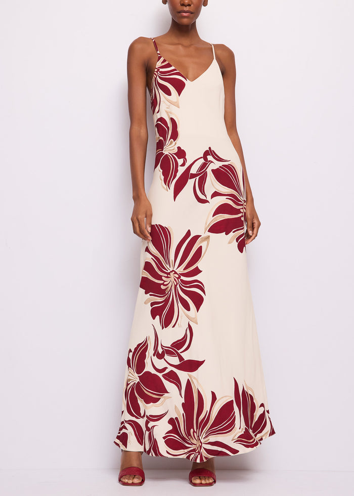 Gaudi Abito Lungo Floreale Scollo a V donna