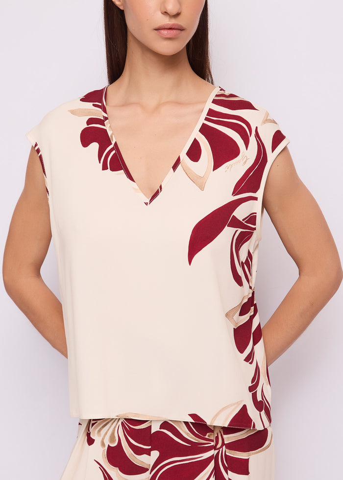 Gaudi Top Floreale a V con Spalline donna