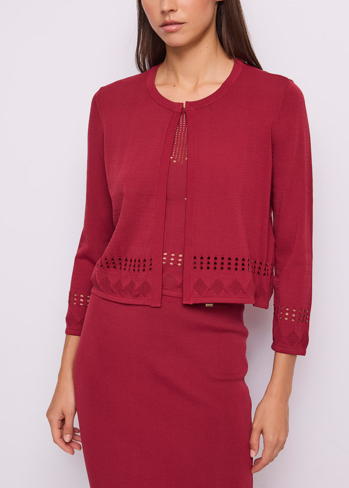 Gaudi Cardigan con Trafori Decorativi girocollo donna