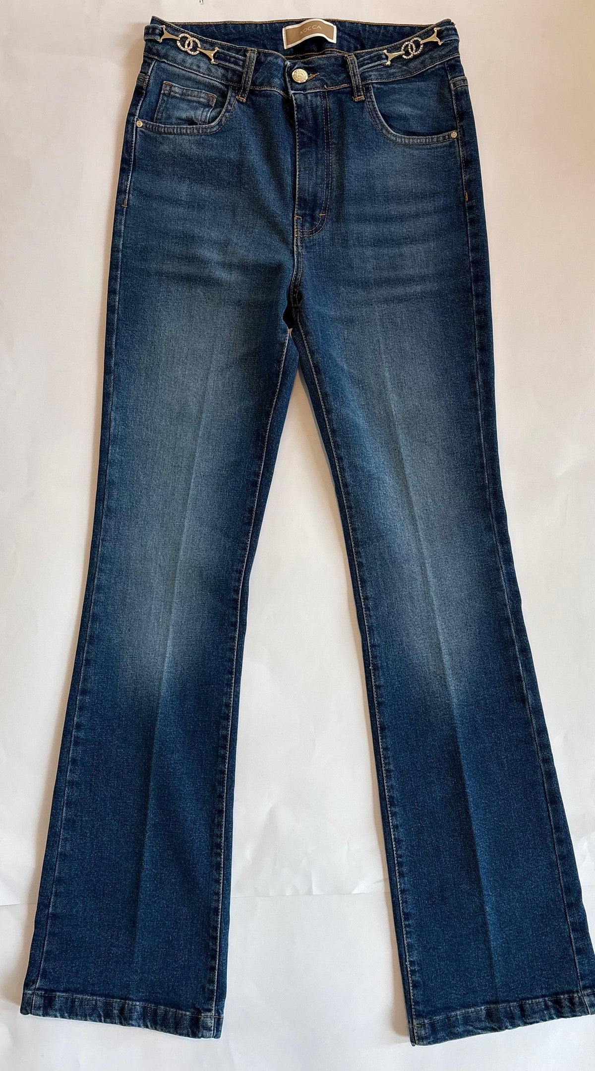 Kocca Jeans a zampa con catena decorativa donna