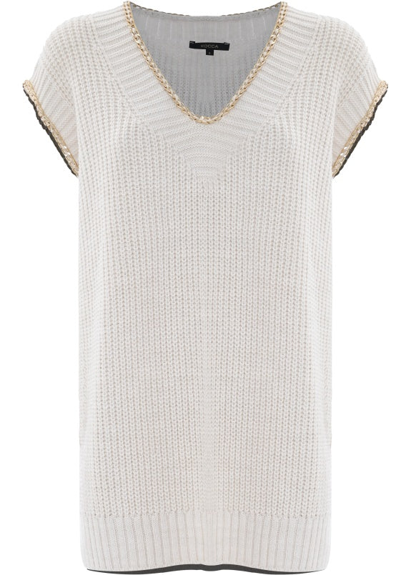 Kocca Maglia avorio con bordi decorati donna
