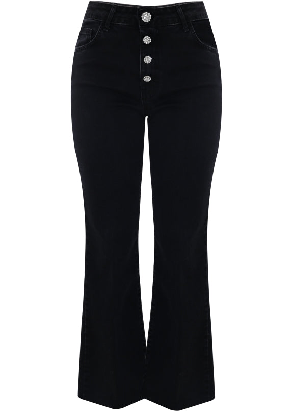 Kocca Jeans a zampa con bottoni decorativi donna