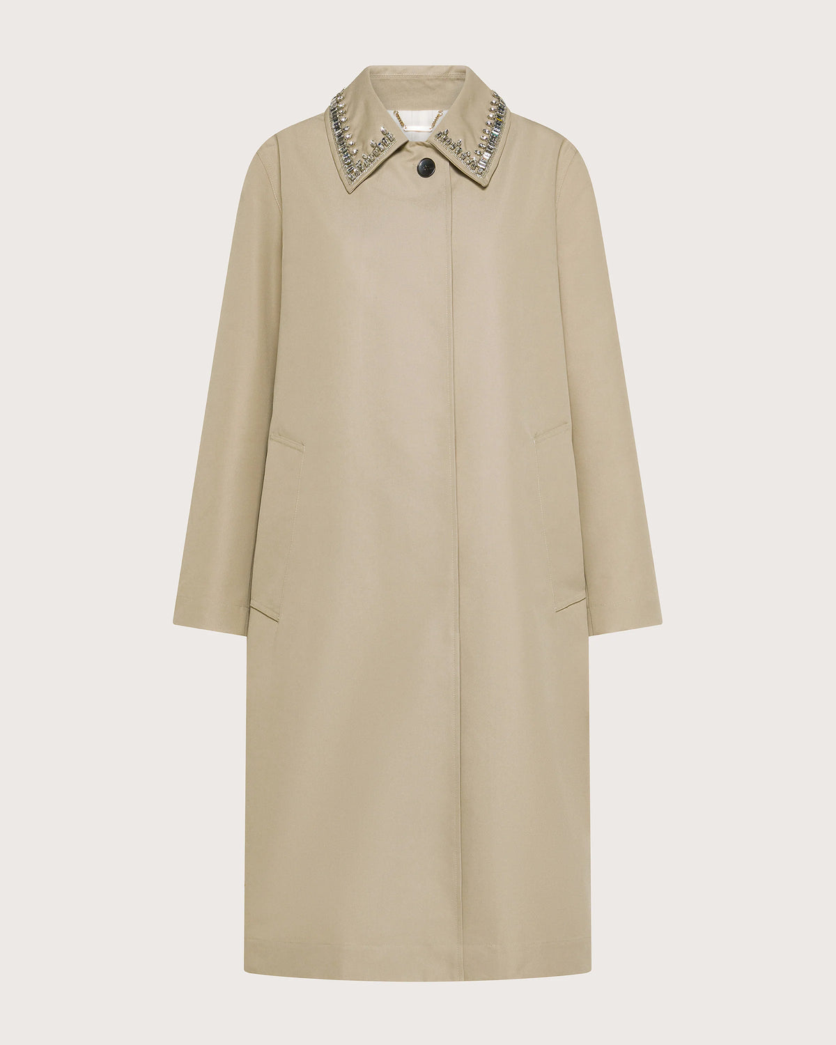 Trench in cotone con dettaglio collo accessorio beige