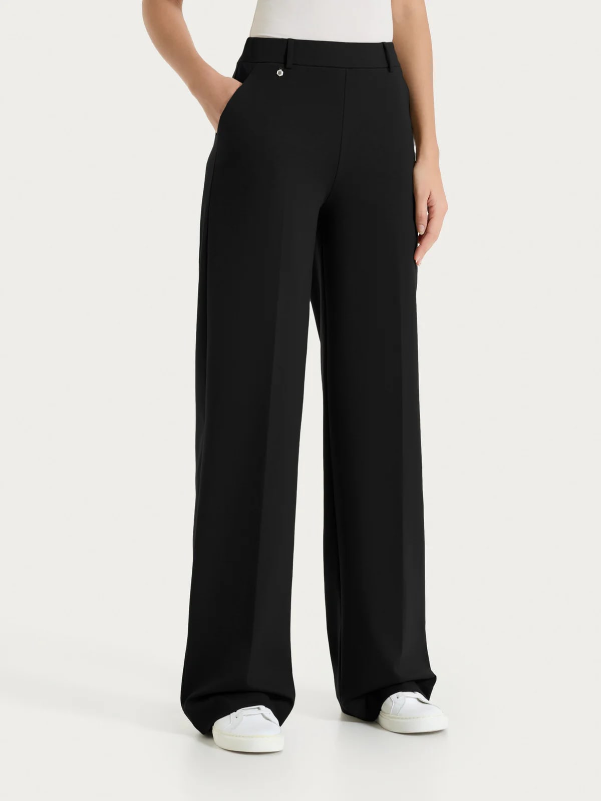 Ragno Pantaloni Wide Leg con Chiusura Zip e Bottone donna
