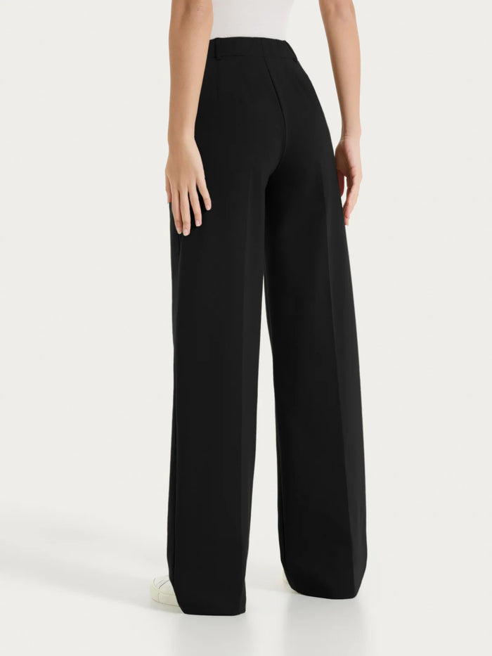 Pantaloni Wide Leg con Chiusura Zip e Bottone donna