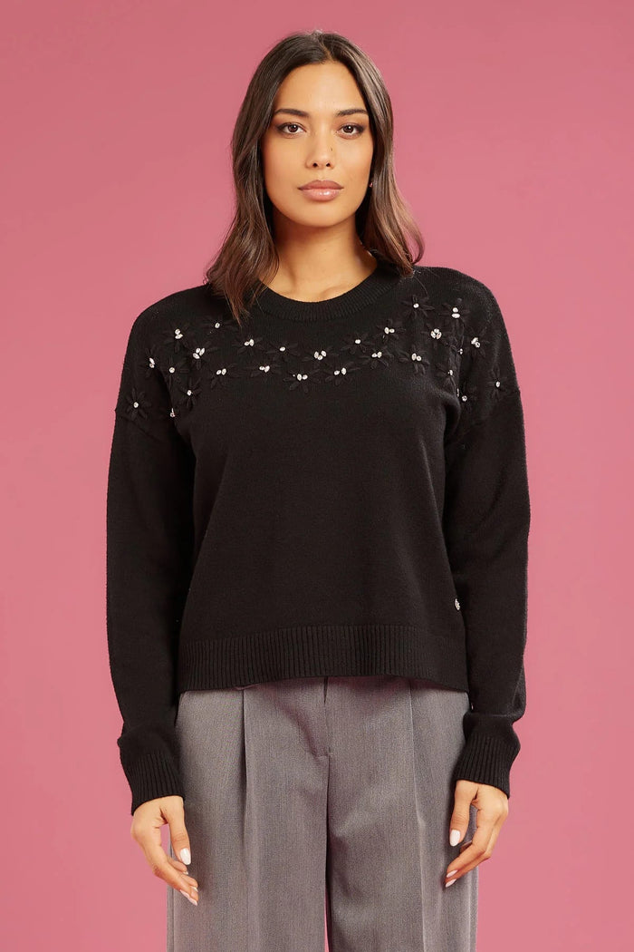 Fresh flower Maglia con ricami floreali donna