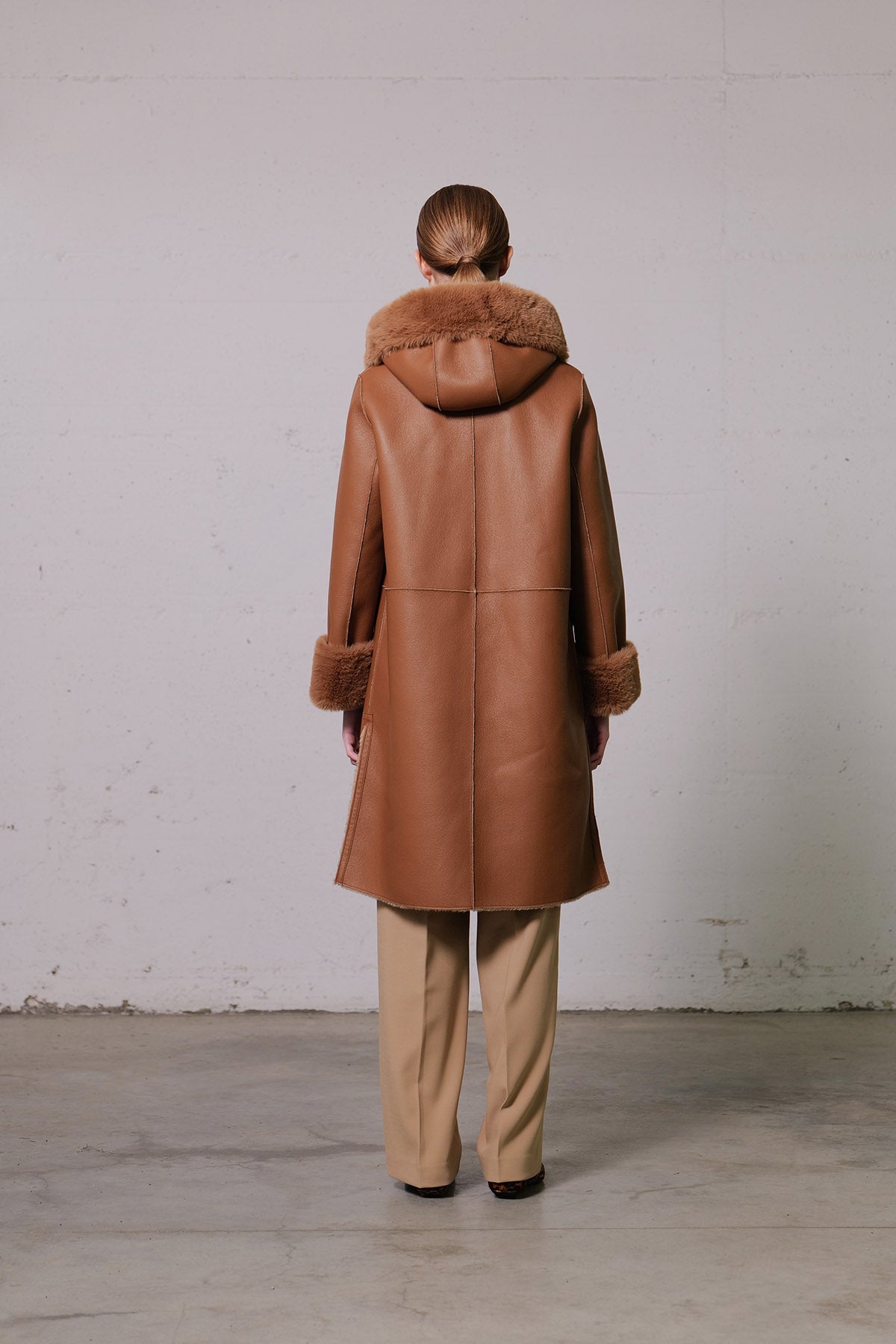 Vlab Cappotto lungo con cappuccio donna