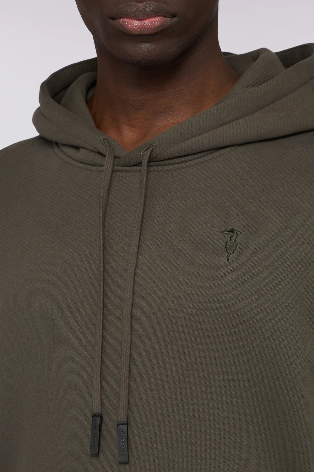 Felpa con cappuccio in jersey diagonale
