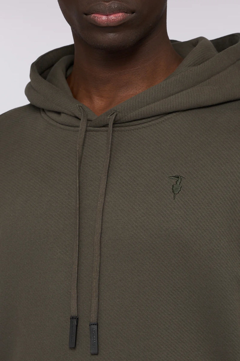 Felpa con cappuccio in jersey diagonale