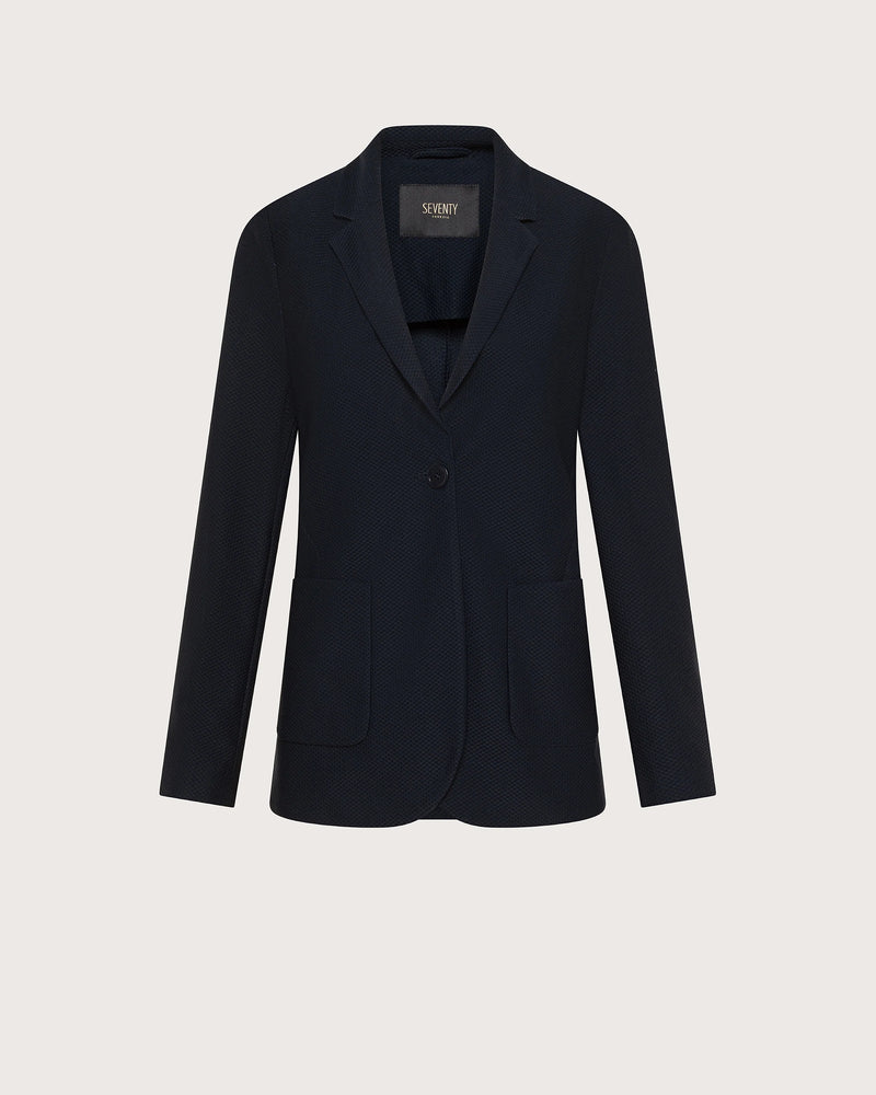 Giacca slim fit monopetto in tessuto tecnico bistretch nido d'ape blu