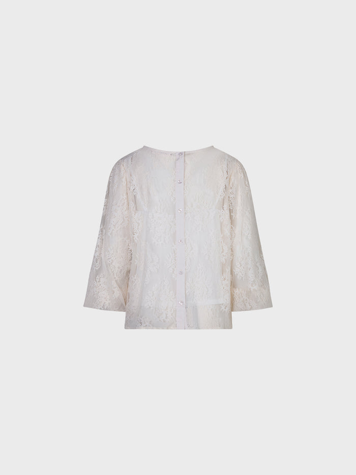 Blusa Floreale in Pizzo girocollo donna