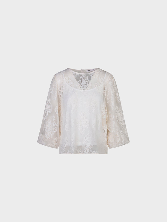 Lola Blusa Floreale in Pizzo girocollo donna