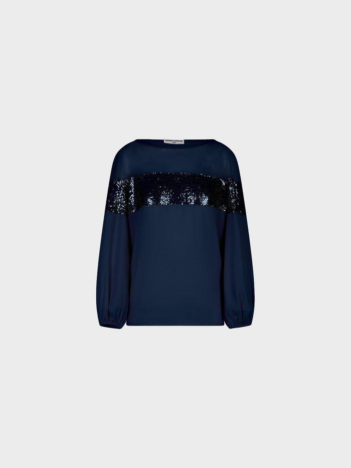 Lola Blusa con Fascia di Paillettes girocollo donna