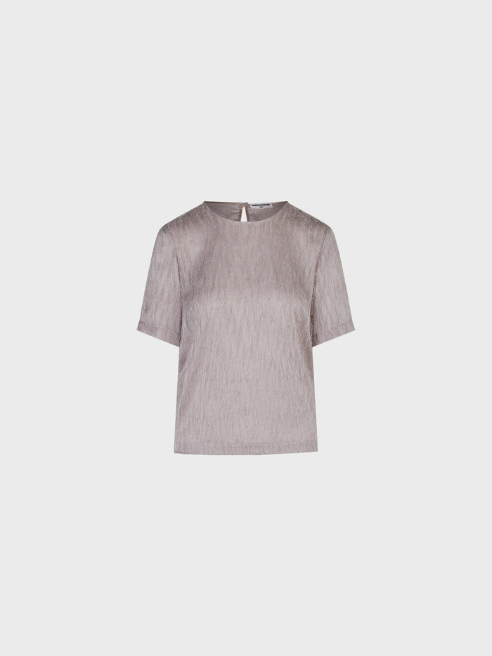 Lola T-shirt Crop con Girocollo e Texture Particolare donna