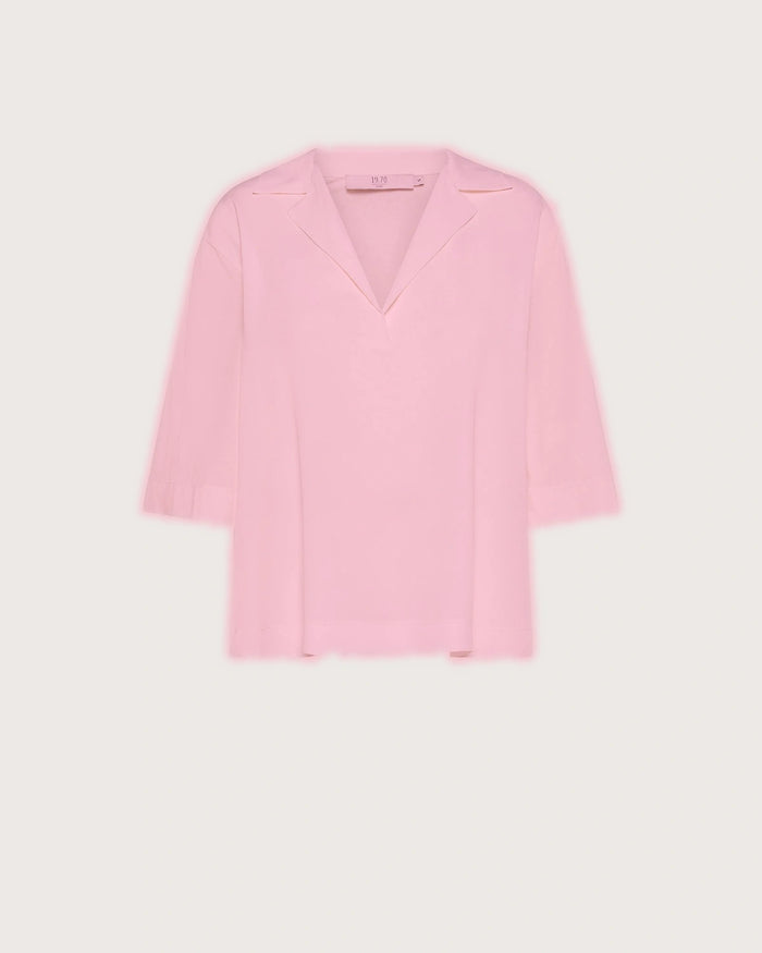 Polo camicia in jersey rosa