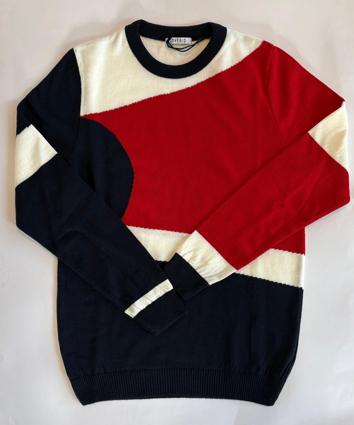 Over/d Maglia geometrica a blocchi uomo