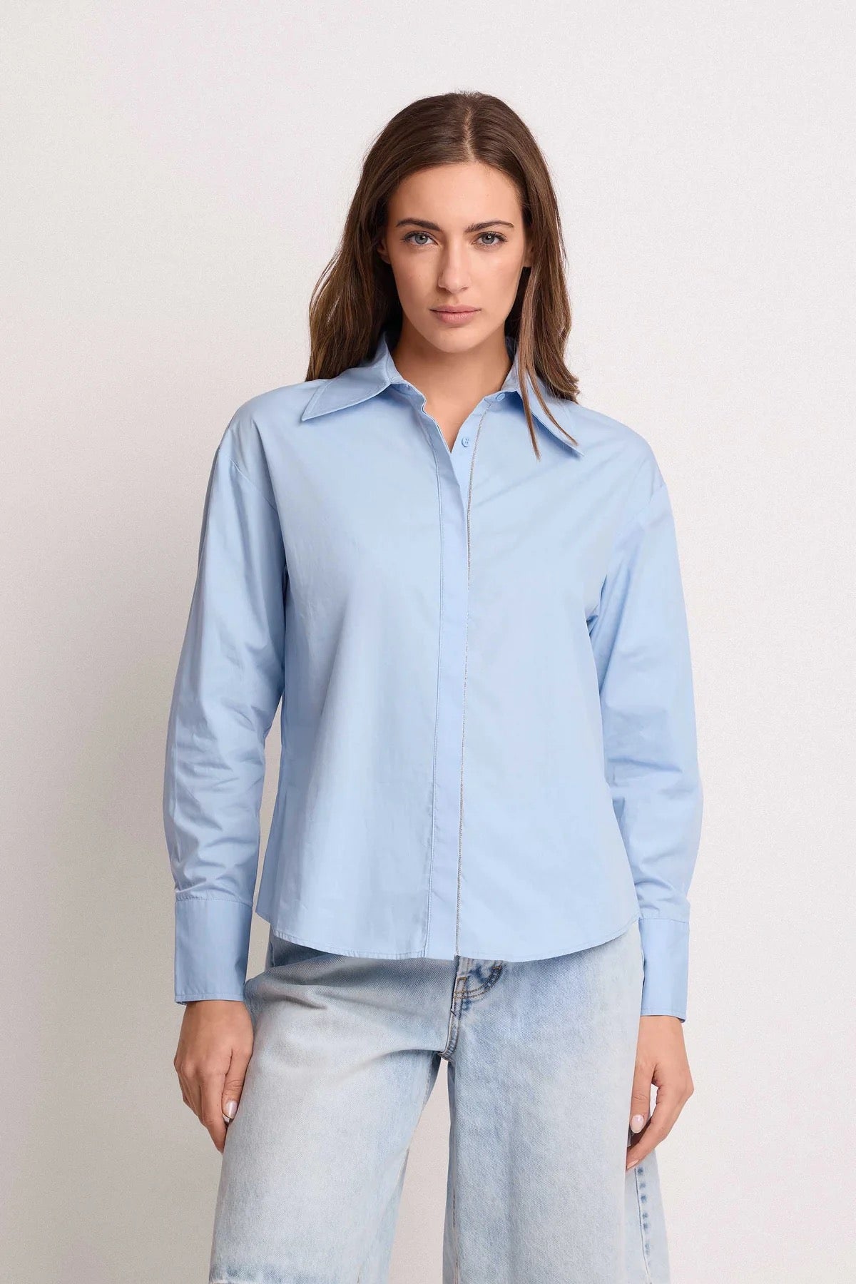 Kocca Camicia Tinta Unita con Collo Classico donna