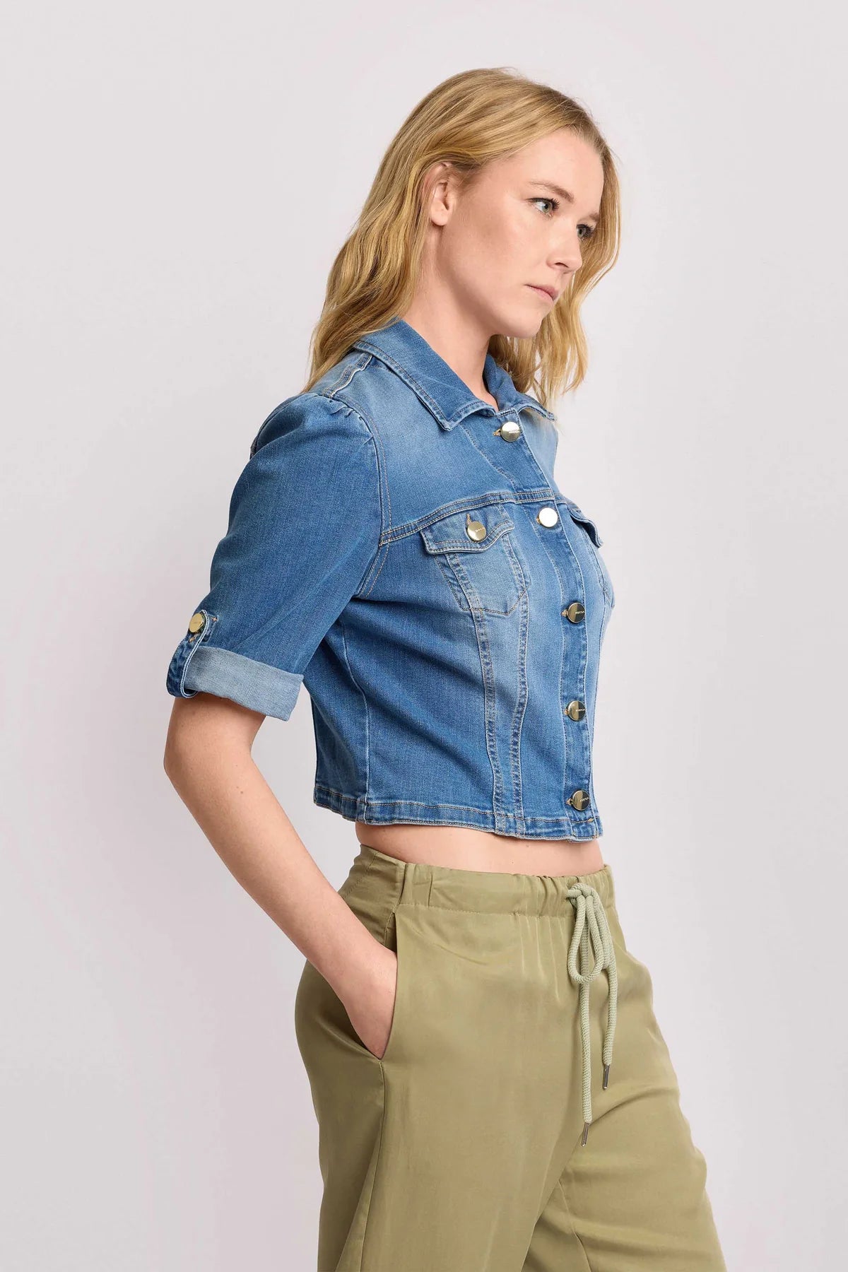 Giubbino cropped in denim bakari