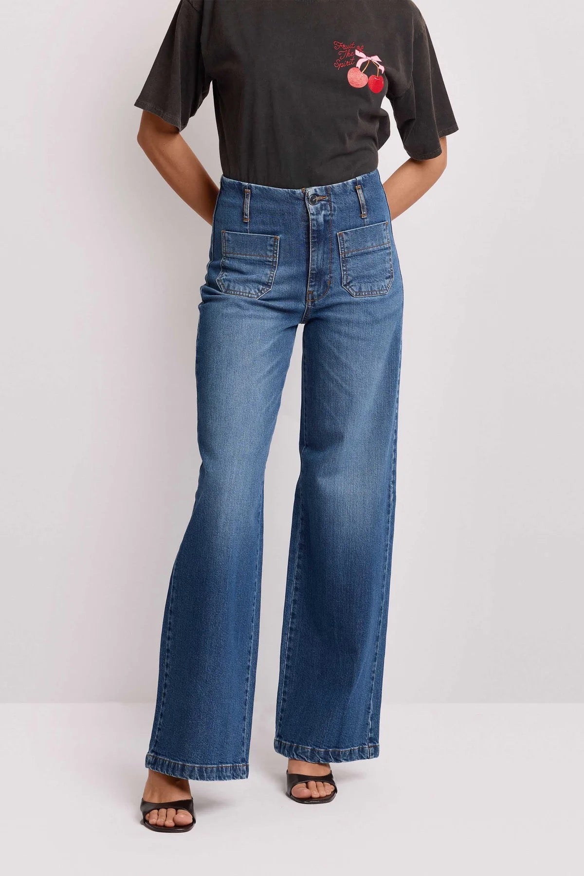 Kocca Pantaloni Wide Leg con Zip e Bottone donna